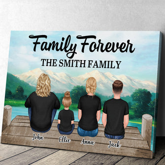 Family Sitting - Personalized Custom Framed Canvas Wall Art - Gift For Family Mom Dad