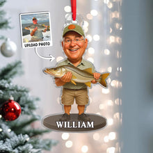 Custom Photo Funny Fisherman - Personalized Acrylic Ornament - Christmas Gift For Family Member, Fisherman, Friends