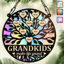 Grandkids Make Life Grand - Personalized Acrylic Window Suncatcher Ornament - Gift For Family Grandma Grandpa Grandparents