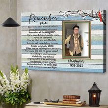 Remember Me - Memorial Gifts For Loss, Sympathy Gift Personalized Custom Framed Canvas Wall Art