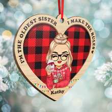 I’m the oldest sister I make the rules - Customized Personalized Wooden Cutout Ornament - Gift For Sisters Sistas