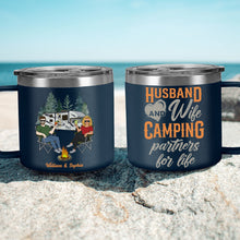 Camping Partner For Life - Custom 14oz Stainless Steel Tumbler With Handle - Gift For Husband, Wife, Couples