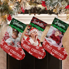 Merry Christmas  - Personalized Photo Stocking - Gift For Him, Her