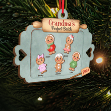 Christmas Grandma's Perfect Batch Grandkids Dogs Cats - Personalized Wooden Cutout Ornament - Gift For Family