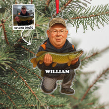 Custom Photo Of Fisherman - Personalized Acrylic Ornament - Christmas Gift For Family Member, Fisherman