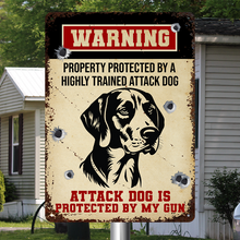 Protected By A Attack Dog - Customized Personality Metal Sign - Gift For Dog Lover