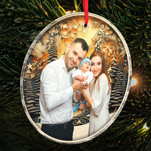 Custom Family Photo Reindeer - Personalized Custom Acrylic Ornament - Christmas Gift For Family