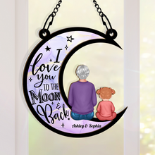 I Love You To The Moon - Customized Personalized Window Suncatcher Ornament - Gift For Family Grandma