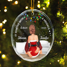 It Started With A Message - Customized Personalized Glass Ornament - Christmas Gift For Couple Husband Wife