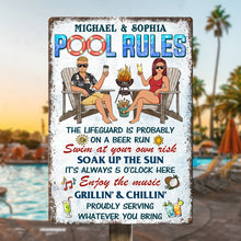 Pool Rules Grillin' Chillin' - Personalized Custom Classic Metal Signs - Gift For Husband, Wife