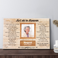 As I Sit In Heaven - Memorial Gifts For Loss, In Memory Of Loved One Gift  Gifts Personalized Custom Framed Canvas Wall Art