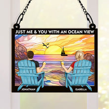 Couple Beach You & Me With An Ocean View - Personalized Acrylic Window Suncatcher Ornament - Gift For Couple