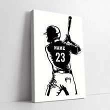 Baseball Player Gift For Dad, Husband, Son Home Decor Personalized Custom Framed Canvas Wall Art