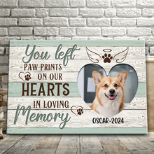 You Left Paw Prints On Our Hearts  - Custom Photo Personalized Canvas Prints - Gift For Dog Lovers