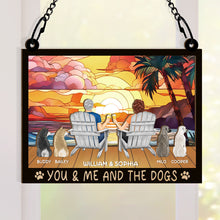 You And Me And The Dogs - Personalized Acrylic Window Suncatcher Ornament - Gift For Husband Wife Dog Lovers