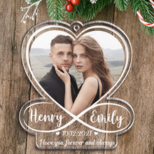 Custom Photo Love You Forever - Personalized Custom Acrylic Ornament - Anniversary Gift For Couple