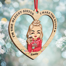 I'm the middle sister I'm the reason we have rules - Personalized Wooden Cutout Ornament - Gift For Sisters Sistas