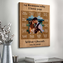 Custom Photo 14 Reasons Why I Love You Valentine's Day Gifts Couple Personalized Custom Framed Canvas Wall Art