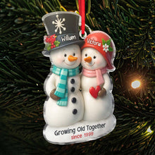 Growing Old Together 3D Effect Couple Snowman - Personalized Acrylic Ornament - Christmas Gift For Family Member, Couple