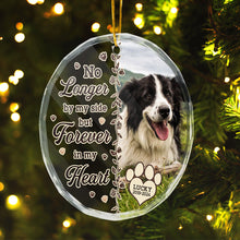 Custom Photo Memorial Christmas Forever In My Heart - Customized Personalized Glass Ornament - Gift For Dog Lover, Pet Lover