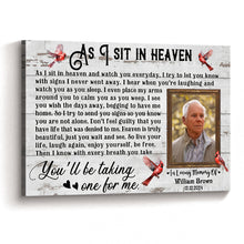 Custom Photo As I Sit In Heaven - Personalized Customized Canvas - Memorial Gift For Family Members