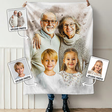 Watercolor Painting Of Loved Ones - Personalized Customized Blanket - Gift For Grandpa, Family Members