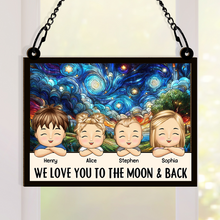 Custom Character We Love You To The Moon Personalized Custom Window Suncatcher Ornament Family Gift