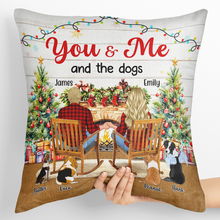 You & Me And The Dog - Customized Personalized Pillow - Christmas Couple Gift For Dog Mom Dog Dad