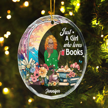 Just A Girl Who Loves Books - Customized Personalized Glass Ornament - Gift For Girl Woman