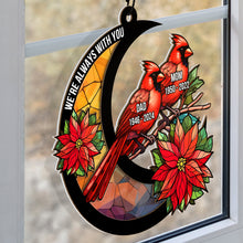 Memorial Cardinal Stained Glass Moon - Personalized Acrylic Window Suncatcher Ornament - Gift For Memorial