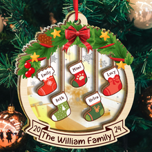 Christmas Family Socks - Personalized Custom Mirror Wooden Ornament - Gift For Family