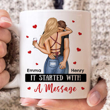 It Started With A Message - Customized Personalized Mug - Christmas Gift For Couples, Lovers, Husband Wife