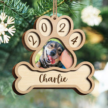 Custom Photo Dog Footprint - Personalized 2-Layered Wooden Ornament - Christmas Gifts For Dog Lover