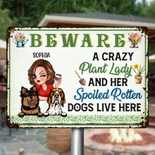 A Crazy Plant Lady & Her Spoiled Dogs - Gift For Gardening Lovers - Personalized Classic Metal Signs