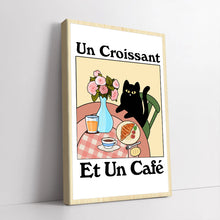 Un Croissant Et Un Cafe Black Lovely Cat Personalized Custom Framed Canvas Wall Art