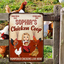 Pampered Chickens Live Here - Farm Chicken Sign - Personalized Custom Metal Signs