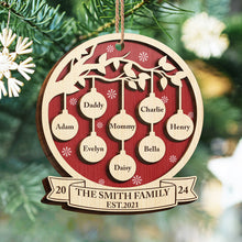 Family Christmas Ornament - Personalized 2-Layered Wooden Ornament - Engraved Gifts For Family