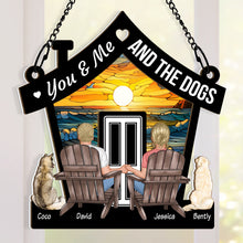 You & Me & The Dog - Customized Personalized Window Suncatcher Ornament - Gift For Pet Lover Couple