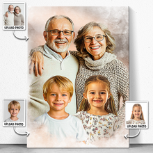 Personalized Watercolor Painting Of Loved Ones, Custom Commemorative Family Portrait From Photo, Thoughtful Bereavement Art, Personalized Customized Canvas Gift For Grandpa