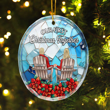 Our First Christmas Together - Customized Personalized Glass Ornament - Gift For Couple Husband Wife