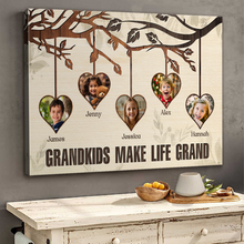 Custom Photo - Grandkids Make Life - Customized Personalized Canvas - Gift For Family Grandma Grandpa Grandkids