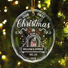 Our First Christmas In Our New House - Customized Personalized Glass Ornament - Christmas Gift For Couple Husband Wife