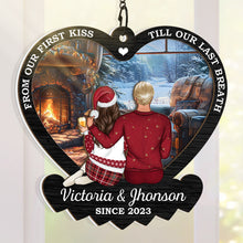 From Our First Kiss - Customized Personalized Window Suncatcher Ornament - Christmas Gift For Couple Husband Wife