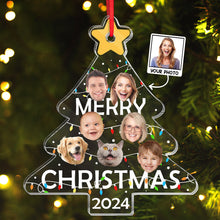 Custom Photo Merry Christmas Tree -  Personalized Acrylic Ornament - Gift For Family, Best Friends