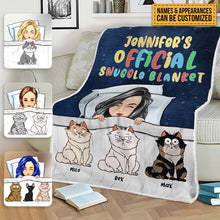 Personalized Fleece Blanket Official Snuggle Blanket Funny Cartoon Cats - Gift For Cat Lovers, Cat Moms