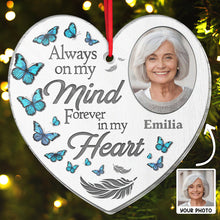 Custom Photo Forever In My Heart - Personalized Heart Ornament - Memorial Gift For Family