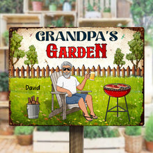 Grandpa's Garden - Personalized Metal Sign For Backyard, Garden - Gift For Grandpa, Family