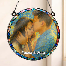 Custom Couple Photo Starry Night - Personalized Acrylic Window Suncatcher Ornament - Gift For Couple, Him, Her