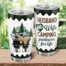 Husband Wife Camping Partners - Personality Customized Tumbler - Gift For Camping Lovers