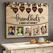 Custom Photo - Grandkids Happy Gift - Customized Personalized Canvas - Gift For Family Grandma Grandpa Grandkids